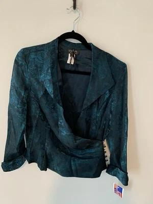 Blusa elegante Xscape para mujer talla 12 verde jade estampado en relieve nueva con etiquetas Foto 1 de 4