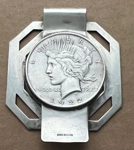 Vintage 1922 Peace Dollar Sterling Silber Geldklammer. - Bild 1 von 4