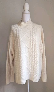NWT J CREW XXL Cable-Knit Rollneck Sweater Supersoft Yarn Heather Ivory  - Picture 1 of 8