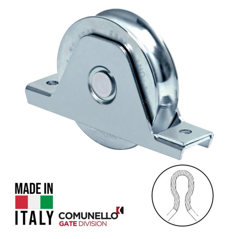 RUOTA CON SUPPORTO PER CANCELLO SCORREVOLE GOLA TONDA CON CUSCINETTO  - Immagine 1 di 3