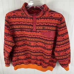 HEYBO OUTDOORS Mens M Red Orange Multi Aztec Quilted Hermitage Q-Snap Pullover - Picture 1 of 11