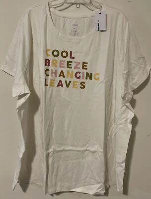 Sonoma Women’s 5x Ivory Short-Sleeved Cotton-Blend FALL Leaves Tshirt NWT! A4170 - Image 1 of 3