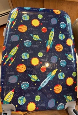 Pottery Barn Navy Solar System hard-sided kids Luggage--space themed! - Image 1 of 4