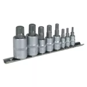 Sealey AK6214 Spline Socket Bit Set 8pc M4 - M16 - 1/4", 3/8" & 1/2"Sq Drive - Picture 1 of 1