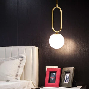 Glass Ball Pendant Light Black Hanging Lamp Chandelier Bedroom Fixture Modern - Picture 1 of 16