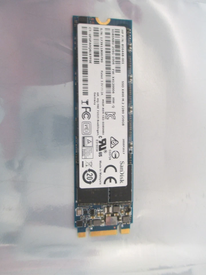 SanDisk SSD X400 M.2 2280 256Gb Model SD8SN8U-256G-1006 HP 856448-001 - Image 1 of 4