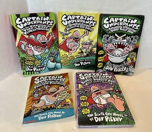 Lot of 5 – 4 Hardcover 1 Paperback Captain Underpants By Dav Pilkey - Picture 1 of 5