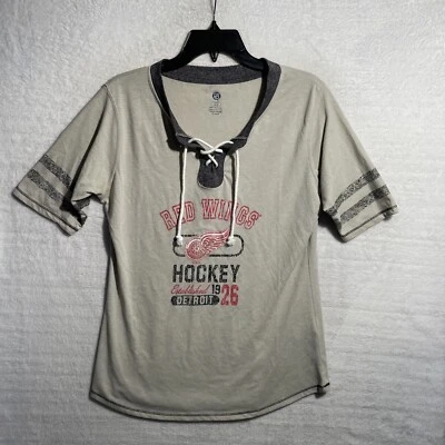 Camisa de hockey beige grande manga corta NHL Detroit Red Wings jóvenes niñas Foto 1 de 4