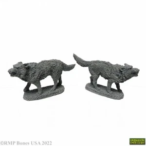 Reaper Miniatures 07039 DIRE WOLVES (2) Bones USA Plastic Mini D&D 02415 - Picture 1 of 2