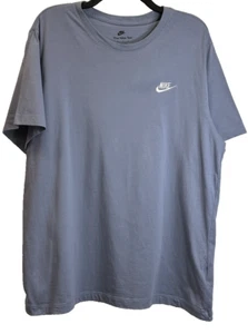 Nike T-Shirt NSW Club Size XL Men's Blue/Gray Embroidered Logo AR4997 493 Cotton - Picture 1 of 10