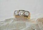 Three Stone Wedding Men's Ring 14k Yellow Gold Plated 3.24 Ct Cubic Zircon Ring