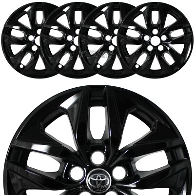 4 fit Toyota Sienna LE XLE 2021-2025 Black 17" Wheel Skins Rim Covers Hub Caps - Image 1 of 4