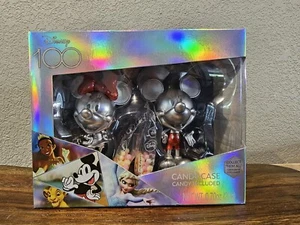 Disney 100 Mickey Mouse Candy Case, one Pair, Silver, Minnie Mouse,Candy in back - Picture 1 of 3