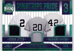 Derek Jeter Posada Mariano Rivera 2023 Leaf A Bronx Legacy Game Used Relic #1/1