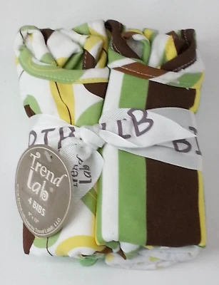 NUEVO NUEVO CON ETIQUETAS Trend Lab 4 baberos de bebé verde blanco nuevo con etiquetas Foto 1 de 3