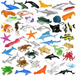 46 Pack Mini Ocean Sea Animals Toys, Assorted Vinyl Plastic Ocean Animal Figures - Picture 1 of 7
