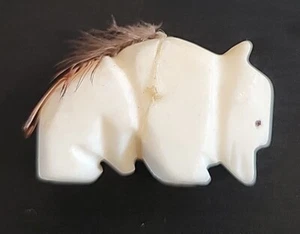 Figura fetiche de bisonte búfalo de piedra tallada Zuni de colección - Imagen 1 de 7