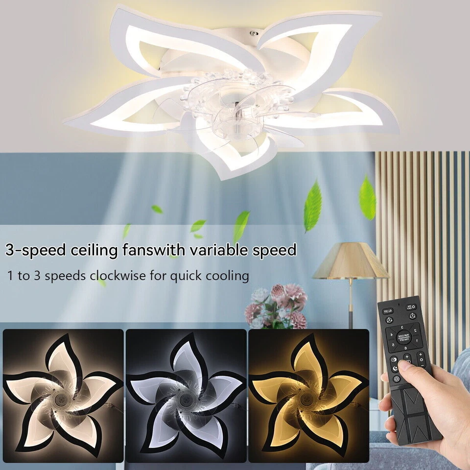 OYAJIA LED Ventilator Deckenleuchte Deckenventilator Schlafzimmer Lampe + Hrpchautaiygz