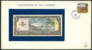 BANKNOTES OF ALL NATIONS EL SALVADOR 1 Un Colon 1981 UNC with Stamp on envelope - Picture 1 of 3