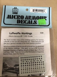 GHQ Micro Armour D20 1/285 Maßstab (6 mm) Luftwaffe Markierungen Aufkleber - Bild 1 von 2