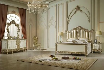 Classic  Luxurious Formal King Bedroom Set Cream/ Gold Finish - Image 1 of 4