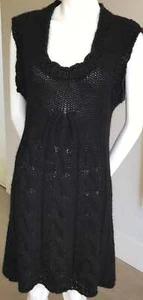 Italian Designer Glam 360 Black Wool Textured Knit Dress & Cardigan Jacket M - Picture 1 of 12