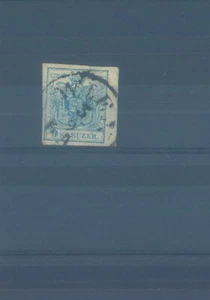AUSTRIA 1850 Escudo de armas 9 kreuzer azul tipo 3 usado - ¡raro! (CV $2300 EUR2000) - Imagen 1 de 1