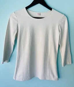 Only Hearts Top Helena Stuart Womens Beige Sml 3/4 Sleeve Stretch Nylon USA Made - Picture 1 of 6