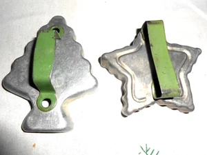 VINTAGE ALUMINUM Cookie Cutter with GREEN Handle - TREE & STAR - Picture 1 of 3