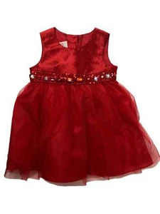 Infant &Toddler Girls Sparkly Red Party Dress Holiday Jewel Tulle Skirt - Picture 1 of 1