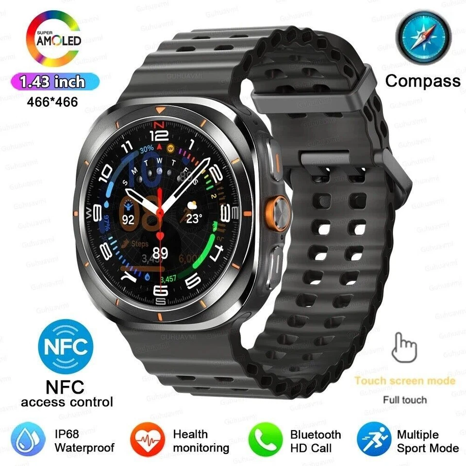 For Samsung New Galaxy Watch 7 Ultra GPS Trackr NFC Smart Watch Men Custom Dial- - Image 1 of 4