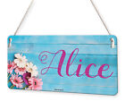 Flowers On Wood Girls Personalised Childs Bedroom Door Sign Name Plaque