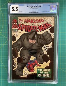 Amazing Spider-Man #41 1966 Cgc 5.5 Ow Fn- 1st Rhino Marvel Mcu Kraven Stan Lee