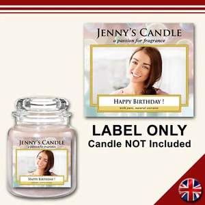Personalised Photo Candle Label Medium Custom Scratch Resistant Sticker Family - Picture 1 of 1