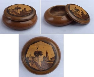 BOITE EN BOIS - BONBONNIERE - PYROGRAVURE - MEAL - ANCIEN - VINTAGE - Photo 1/1