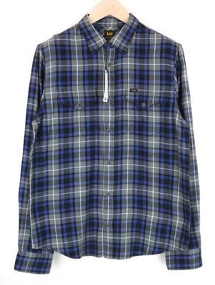 LEE Men's M Blue Snap-Up Shirt Checked Cotton Pattern Long Sleeve Western * - Image 1 of 4