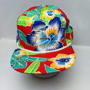 Vintage San Sun Hat Cap Snap Back Floral Rope Trucker Casino Blue Energy Co. Red - Picture 1 of 10