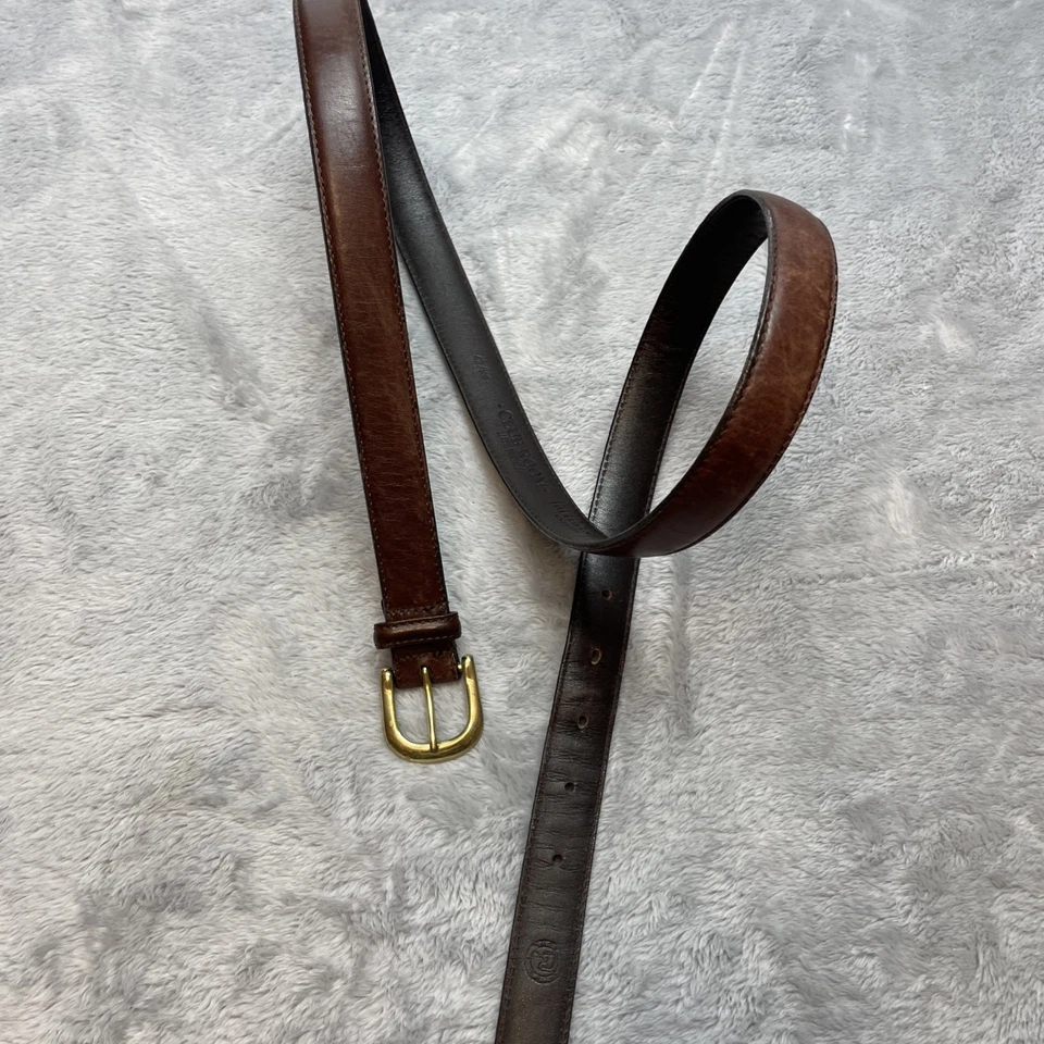 Винтажный мужской пояс из воловьей кожи Club Room 42/105 цвет коньяк коричневый с латунной пряжкой 1 дюйм США - Изображение 1 из 4