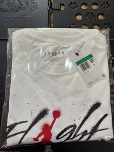 Air Jordan "Flight" Jumpman T-Shirt Men's Size XL White/Black/Red Retro Urban - Picture 1 of 5