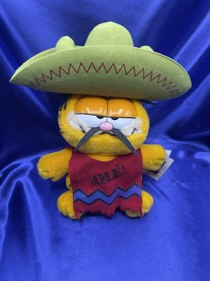 Senor Garfield Peluche Gato Sarape Sombrero Bigote 10º Cumpleaños 1988 En muy buena condición Foto 1 de 4