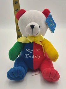 VTG Papel Giftware Color Block Teddy Bear Plush Primary Colors **NWT** - Picture 1 of 6