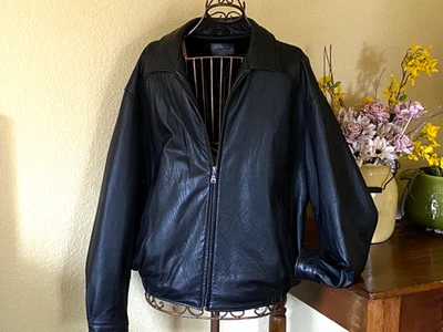 Chaqueta bomber de cuero negra Hathaway XXL Foto 1 de 4