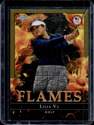 2024 Topps Chrome US Olympics Lilia Vu Flames Gold Refractor #/50 USA - Image 1 of 2