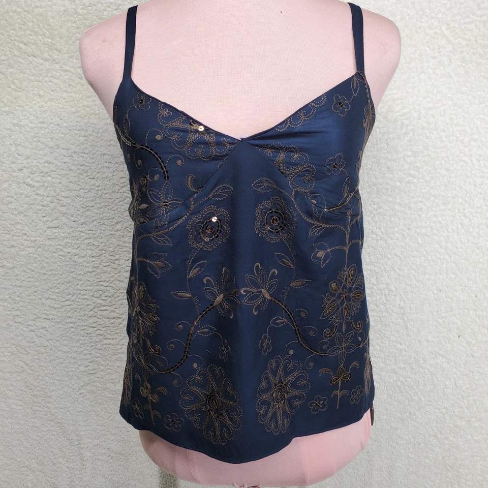 Regata feminina Babydoll cami pequena lantejoulas douradas marinhas góticas bruxas caprichoso Y2K - Imagem 1 de 4