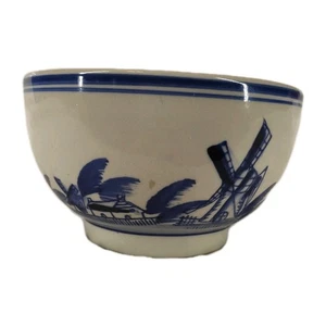 Vintage Delfter Stil Keramik Müslischale blau & creme Holland Windmühlen Segelboote - Bild 1 von 7