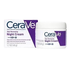 CeraVe Skin Renewing Face Night Cream w/Peptide Complex & Hyaluronic Acid 1.7oz - Picture 1 of 4