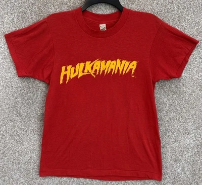 Vintage WWF Mens Medium Red Hulk Hogan Hulkamania Single Stitch T-Shirt USA - Image 1 of 4