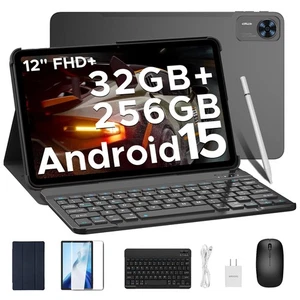 T36 12 inch Tablet with Keyboard, Android 15 Tablet 32GB+256GB/2TB Expand Oct... - Picture 1 of 7