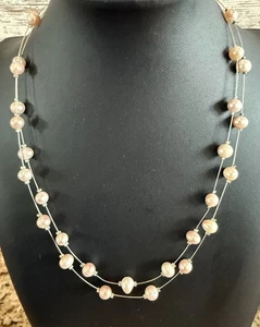 Vintage Sterling Silver Floating Pearl Necklace 18” - Picture 1 of 5