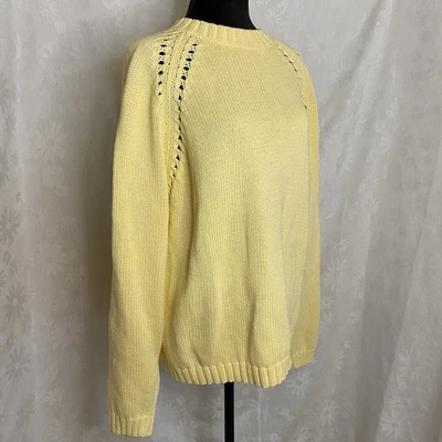 Saks Fifth Avenue Mujer Grueso Grande Amarillo Suéter Algodón Tejido con Cable Foto 1 de 4